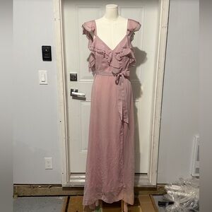 SHEIN Soft Pink Ruffle Maxi Dress Women’s